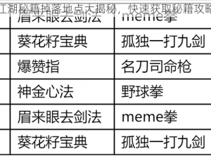 江湖秘籍掉落地点大揭秘，快速获取秘籍攻略