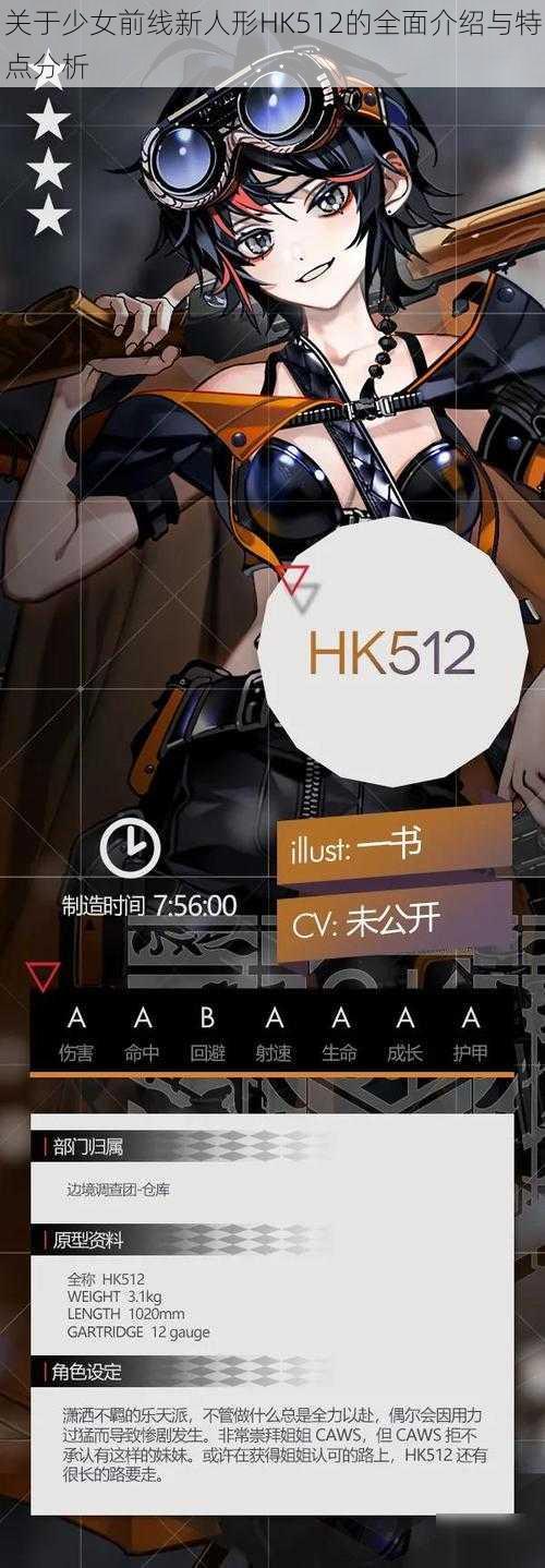 关于少女前线新人形HK512的全面介绍与特点分析