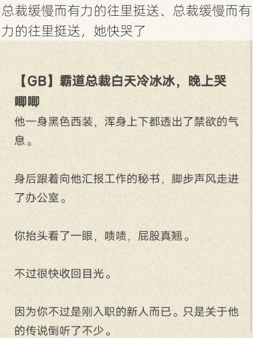 总裁缓慢而有力的往里挺送、总裁缓慢而有力的往里挺送，她快哭了