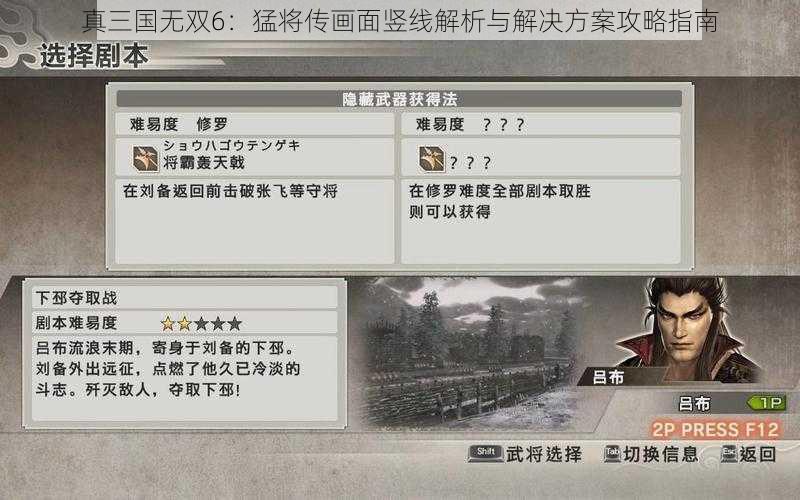 真三国无双6：猛将传画面竖线解析与解决方案攻略指南