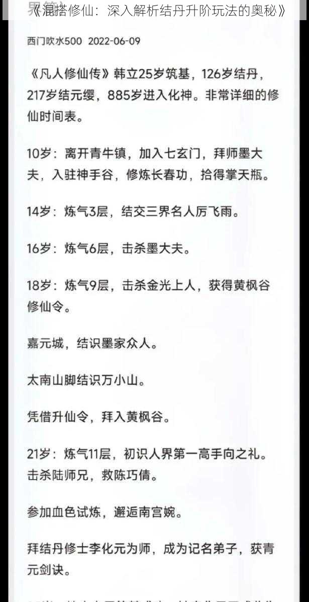 《混搭修仙：深入解析结丹升阶玩法的奥秘》