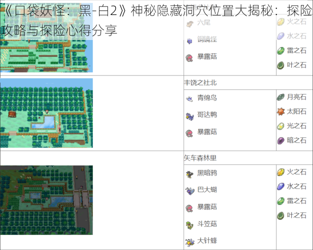 《口袋妖怪：黑-白2》神秘隐藏洞穴位置大揭秘：探险攻略与探险心得分享