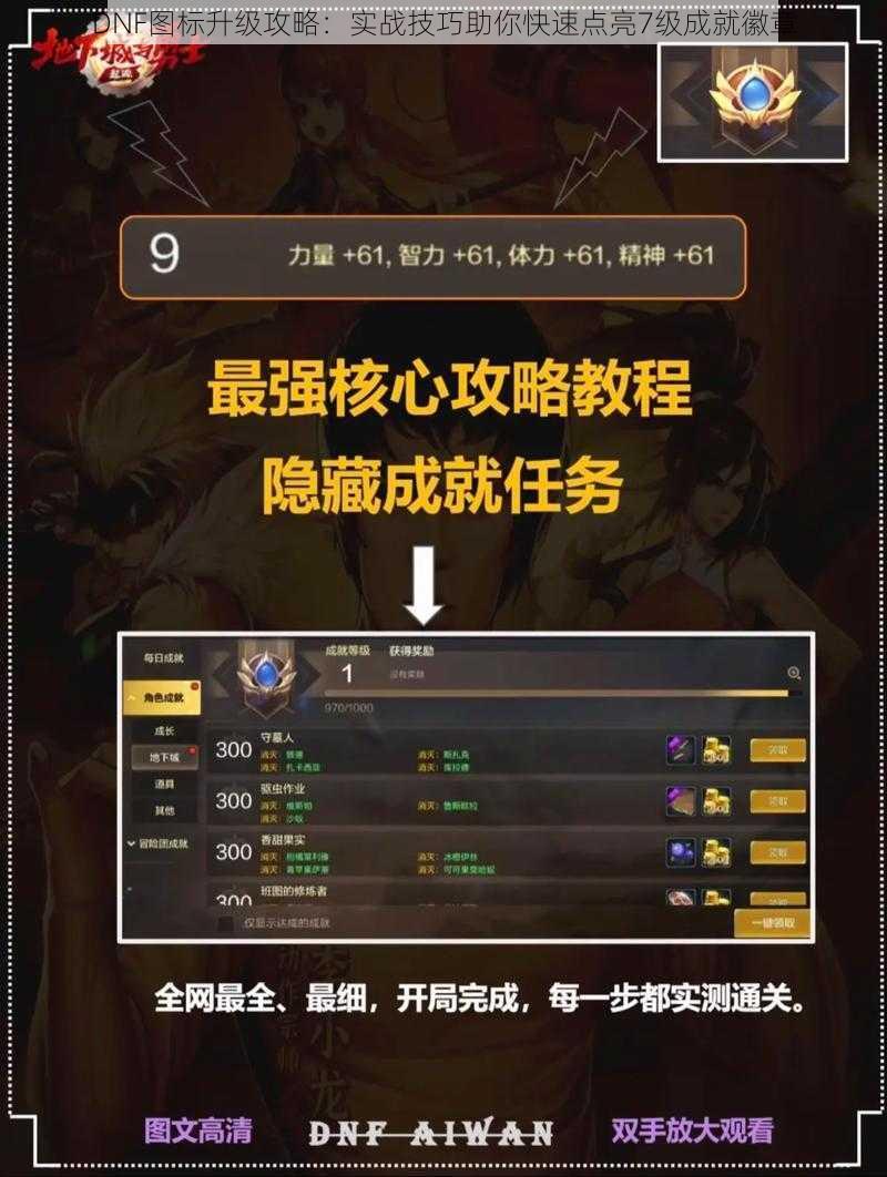 DNF图标升级攻略：实战技巧助你快速点亮7级成就徽章