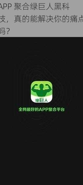 APP 聚合绿巨人黑科技，真的能解决你的痛点吗？