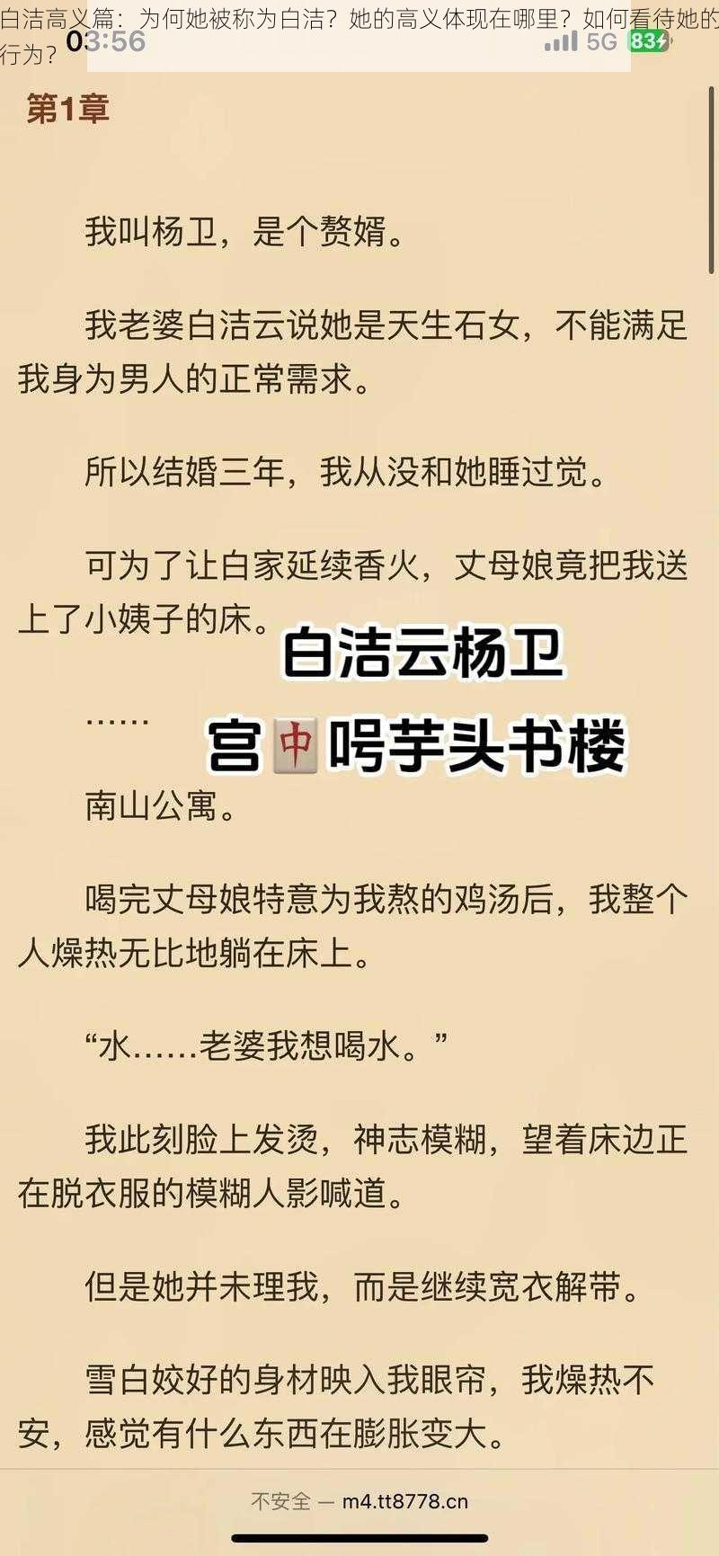 白洁高义篇：为何她被称为白洁？她的高义体现在哪里？如何看待她的行为？