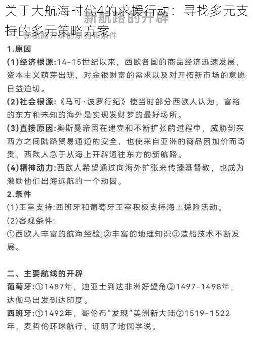 关于大航海时代4的求援行动：寻找多元支持的多元策略方案