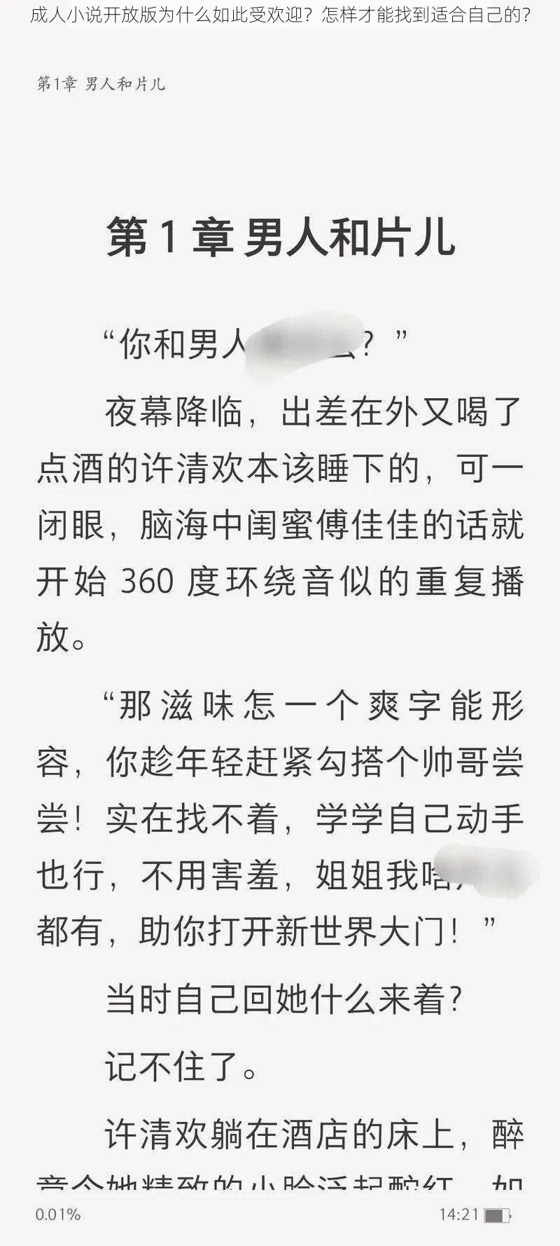 成人小说开放版为什么如此受欢迎？怎样才能找到适合自己的？