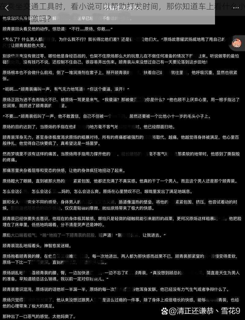 在乘坐交通工具时，看小说可以帮助打发时间，那你知道车上看什么小说比较刺激吗？