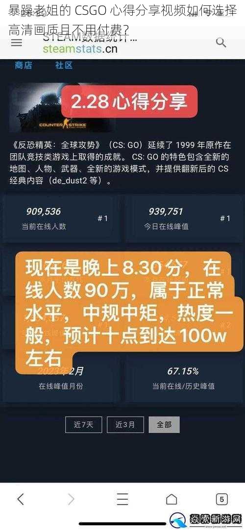 暴躁老姐的 CSGO 心得分享视频如何选择高清画质且不用付费？