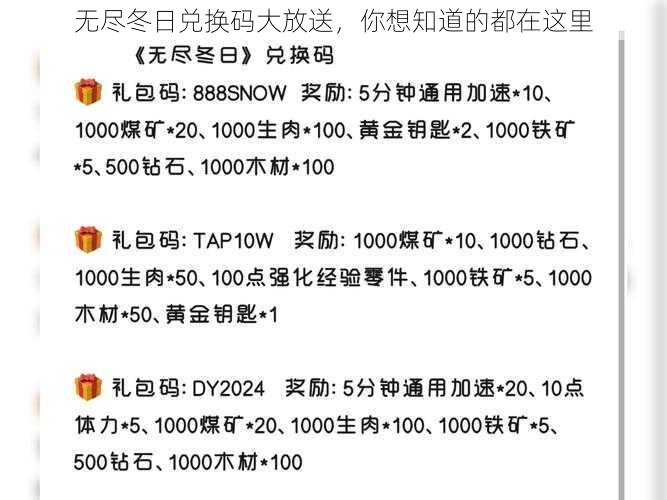 无尽冬日兑换码大放送，你想知道的都在这里