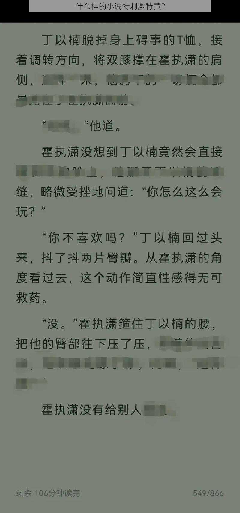 什么样的小说特刺激特黄？