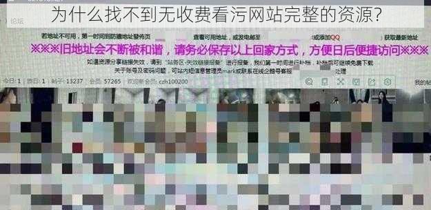 为什么找不到无收费看污网站完整的资源？