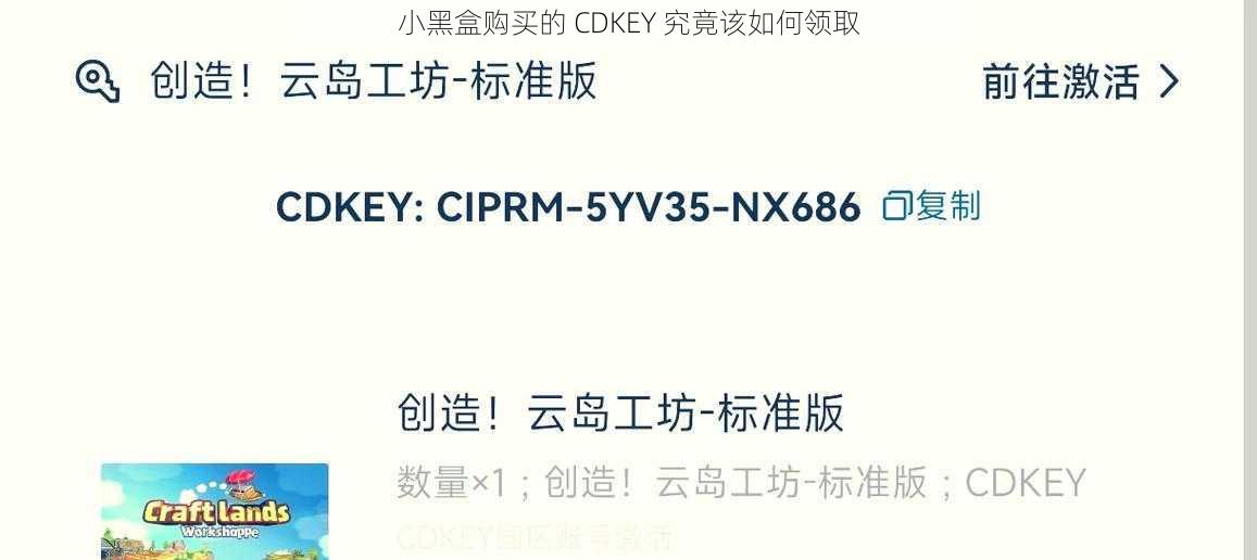 小黑盒购买的 CDKEY 究竟该如何领取