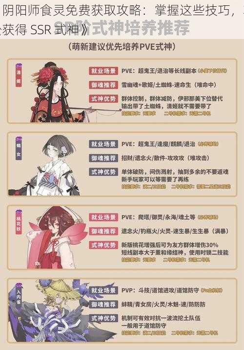 《阴阳师食灵免费获取攻略：掌握这些技巧，轻松获得 SSR 式神》