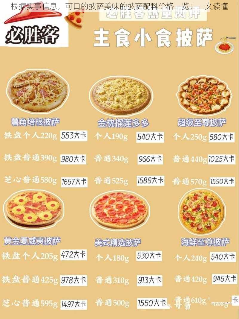 根据实事信息，可口的披萨美味的披萨配料价格一览：一文读懂