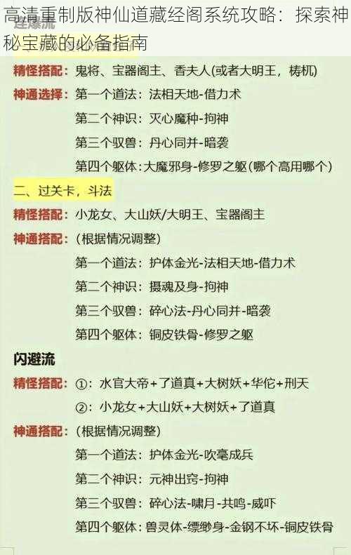 高清重制版神仙道藏经阁系统攻略：探索神秘宝藏的必备指南