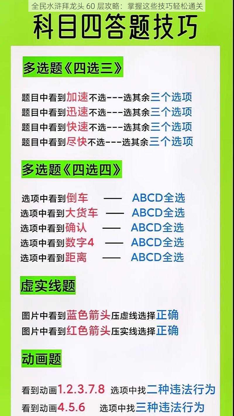 全民水浒拜龙头 60 层攻略：掌握这些技巧轻松通关